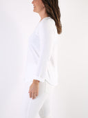 T-shirt Bianco con maniche lunghe e B dietro