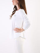 T-shirt Bianco con maniche lunghe e cuore glitter