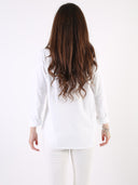 T-shirt Bianco con maniche lunghe e cuore glitter