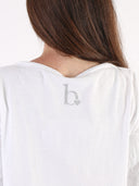 T-shirt Bianco con maniche lunghe e cuore glitter
