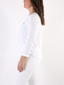 T-shirt Bianco con maniche lunghe e cuore glitter