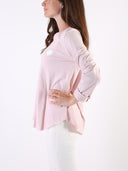 T-shirt Bianco con maniche lunghe e cuore glitter