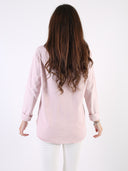T-shirt Bianco con maniche lunghe e cuore glitter