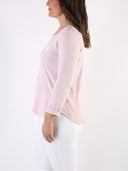 T-shirt Bianco con maniche lunghe e cuore glitter