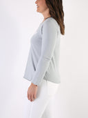 T-shirt Bianco con maniche lunghe e cuore glitter