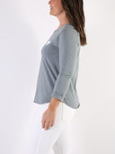 T-shirt Bianco con maniche lunghe e cuore glitter