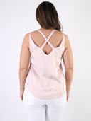 Top in viscosa con scollo a V e spalline incrociate sulla schiena