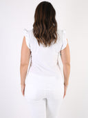 T-shirt con maniche frufru e cuore sulla schiena