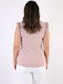 T-shirt con maniche frufru e cuore sulla schiena