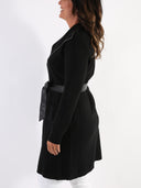 Spolverino in maglia con dettagli in pelle