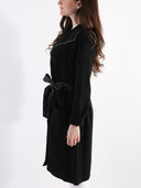 Spolverino in maglia con dettagli in pelle