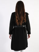 Spolverino in maglia con dettagli in pelle