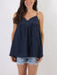 Top in misto seta e lino con scollo a cuore