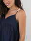 Top in misto seta e lino con scollo a cuore