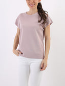 Blusa in misto viscosa con maniche corte e scollo girocollo