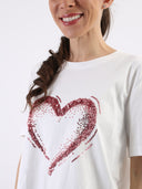 T-shirt Heart in paillettes rosa e con inserto sul retro
