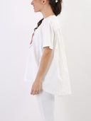 T-shirt Heart in paillettes rosa e con inserto sul retro