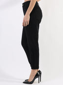 Jeans mom fit con strass tono su tono
