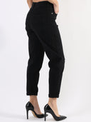 Jeans mom fit con strass tono su tono