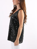 Top curvy con maxi paillettes e spalline larghe