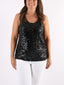 Top curvy con maxi paillettes e spalline larghe