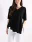 Blusa misto viscosa con scollo a V e spacco laterale