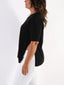 Blusa misto viscosa con scollo a V e spacco laterale