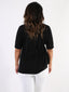 Blusa misto viscosa con scollo a V e spacco laterale