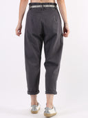 Jeans paperbag con cinturina Star grigio perla