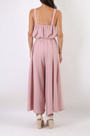 Maxi tuta con spalline larghe con cinturina in pelle abbinata