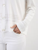 Cardigan in viscosa con lavorazione traforata e bottoni in madreperla