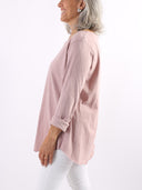 T-shirt Bianco con maniche lunghe e B dietro