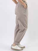 Pantalone paperbag con taschine rouches