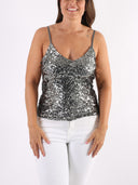 Top con maxi paillettes e spalline sottili