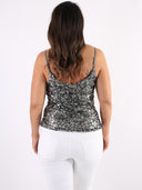 Top con maxi paillettes e spalline sottili