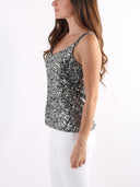 Top con maxi paillettes e spalline sottili