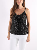 Top con maxi paillettes e spalline sottili