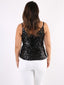 Top con maxi paillettes e spalline sottili