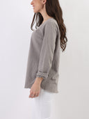 T-shirt Bianco con maniche lunghe e B dietro