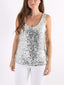 Top con maxi paillettes e spalline larghe