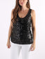 Top con maxi paillettes e spalline larghe