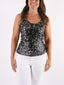 Top con maxi paillettes e spalline larghe