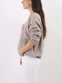 Felpa con maxi fiori gioiello in tulle e strass