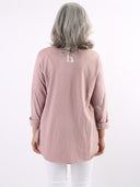 T-shirt Bianco con maniche lunghe e cuore glitter