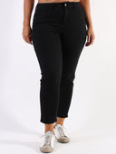 Jeans mom fit con strass tono su tono
