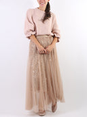Gonna lunga con paillettes e tulle