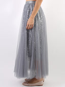 Gonna lunga con paillettes e tulle
