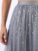 Gonna lunga con paillettes e tulle