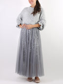 Gonna lunga con paillettes e tulle