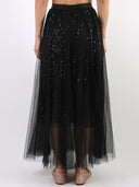 Gonna lunga con paillettes e tulle